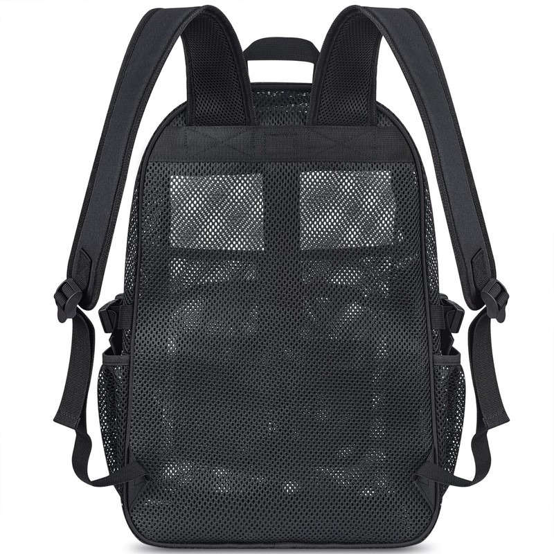 Durable 22L Mesh Backpack for School & Sports, Laptop Compartment, Black Bag gallery