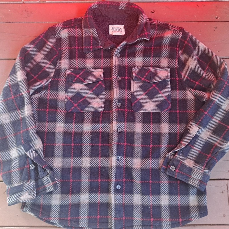 Boston Traders long sleeve button-up jacket small blue red brown XL