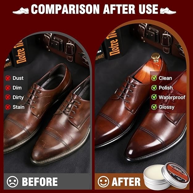 Shoe Shine Kit – 15-in-1 Leather Shoe Polish & Care Set with 4 Horsehair Brus gallery