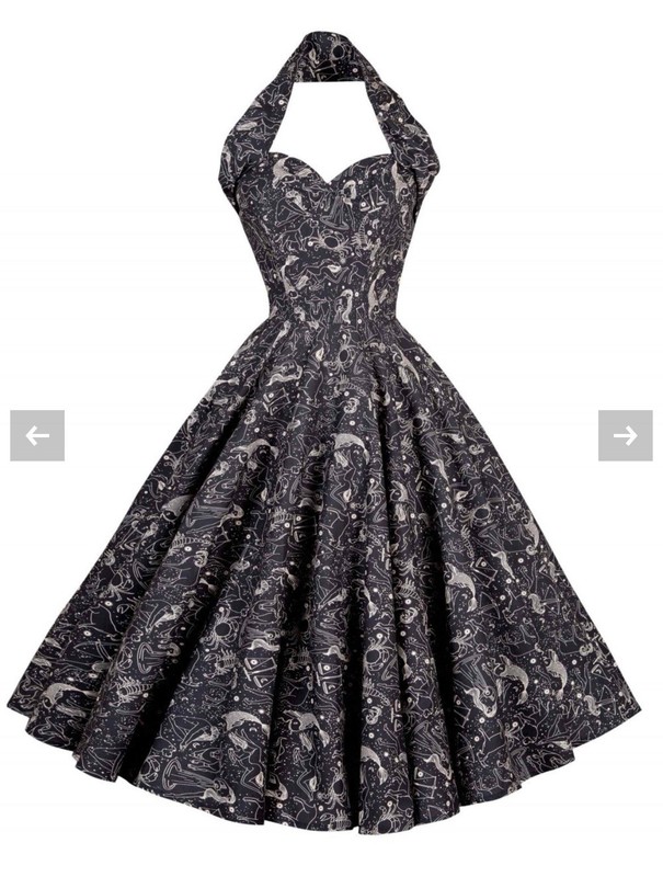 Vivien of Holloway1950s Halterneck Circle Dress Constellations Black. $211