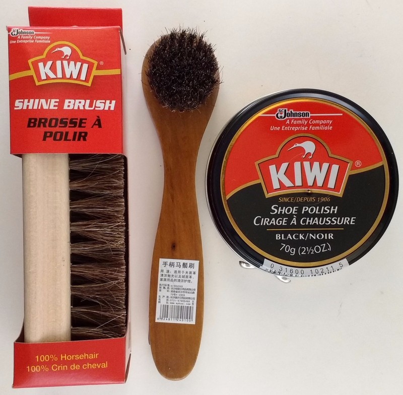 KIWI JUMBO BLACK SHOE POLISH CREAM KIWI SHINE BRUSH & DAUBER, SELECT: Items