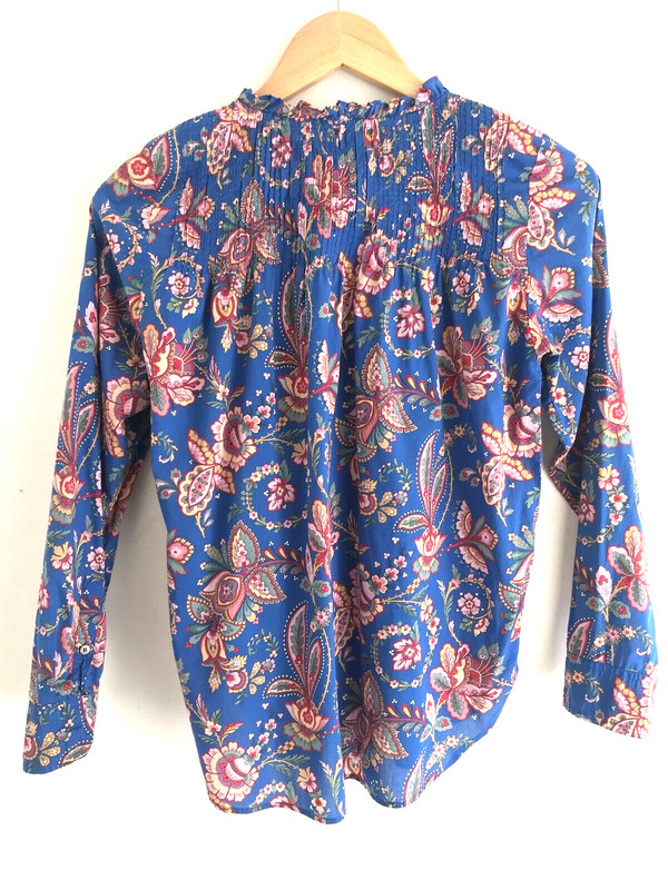 J.Crew Liberty Fabric Blue Floral Popover Shirt Sz 00 Relaxed Fit Preppy gallery