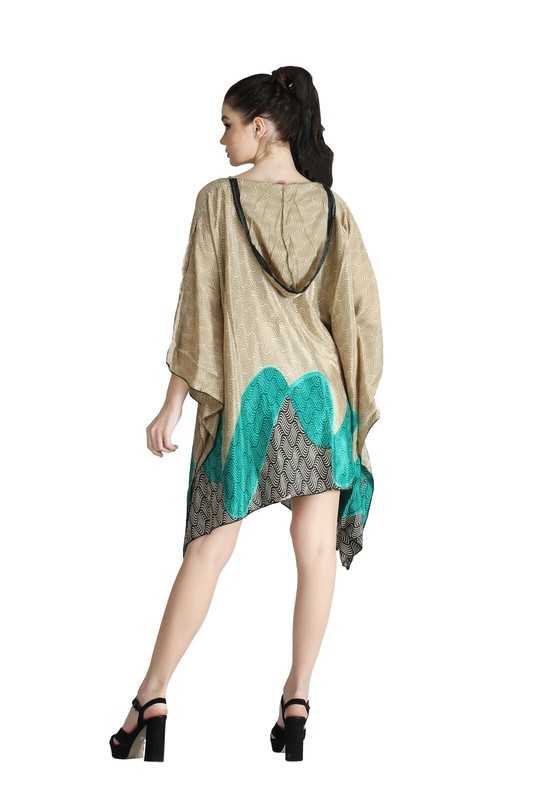 Casual Hood Top for Women's Silk Printed Long (Kaftan/Poncho) Mix Lot 10 pcs gallery