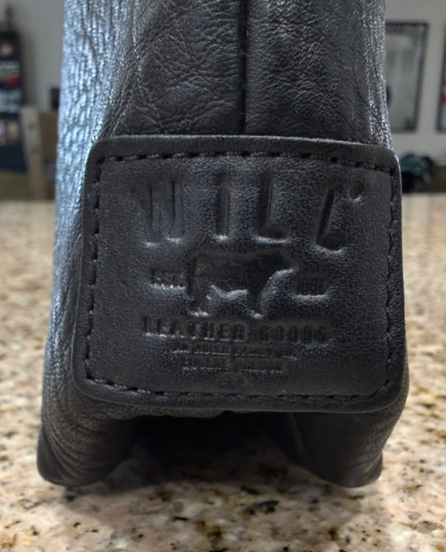 NWOT Will Leather Goods Seneca Leather Pouch, Pebbled Black Leather gallery