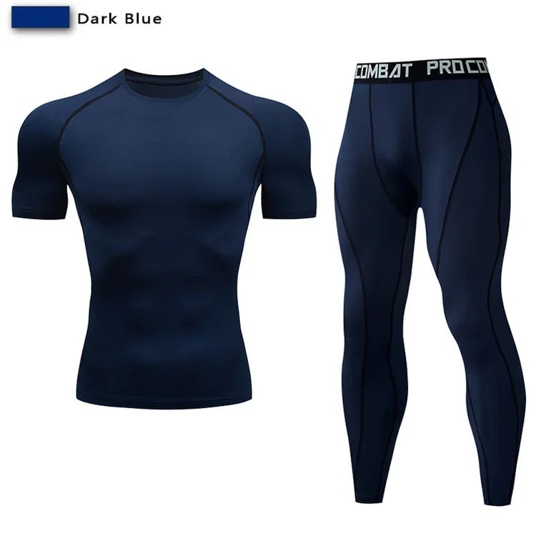 2Pcs Men Compression Sportswear Suit Elastic Training Yoga Sets Fitness Clothing gallery