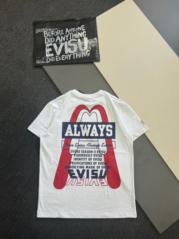 EVISU Tee shirt cotton New RED & BLACK & WHITE joint name TEE