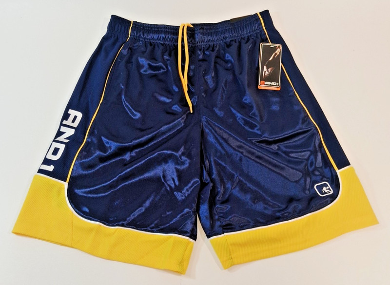 And1 Mens Athletic Shorts Basketball Gym Navy Blue Yellow M L XL 2XL 3XL SIZES