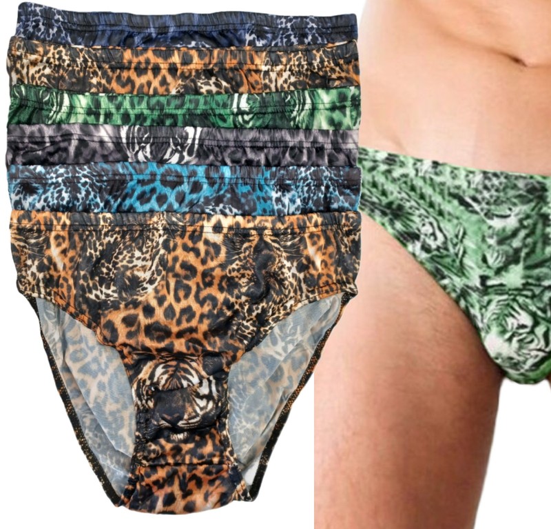 6 PK MEN'S BIKINI BRIEFS LOW RISE ANIMAL PRINT UNDERWEAR S, M, L, XL gallery