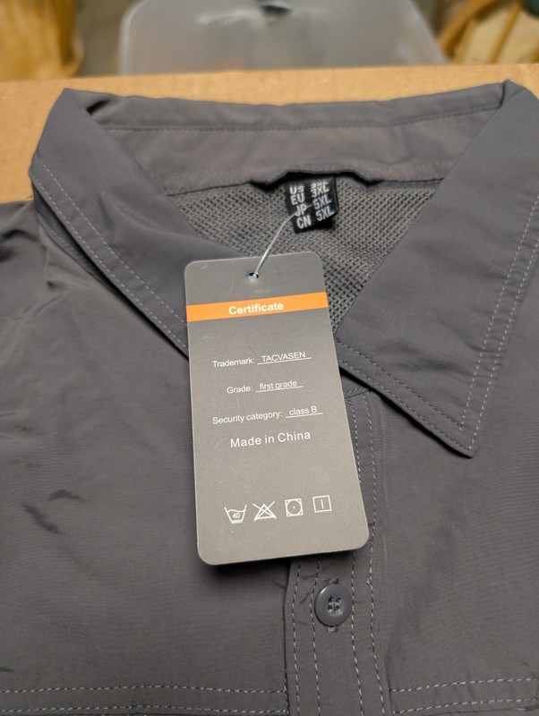 TACVASEN Men's 2XL Tactical Shirt NWT Long Sleeve Quick Dry Cargo Hiking Gray gallery