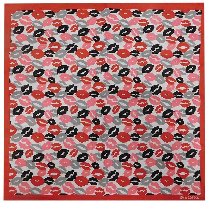 Red Pink Grey Gray Black Lips 22″x22″ Cotton Bandana Bandanna