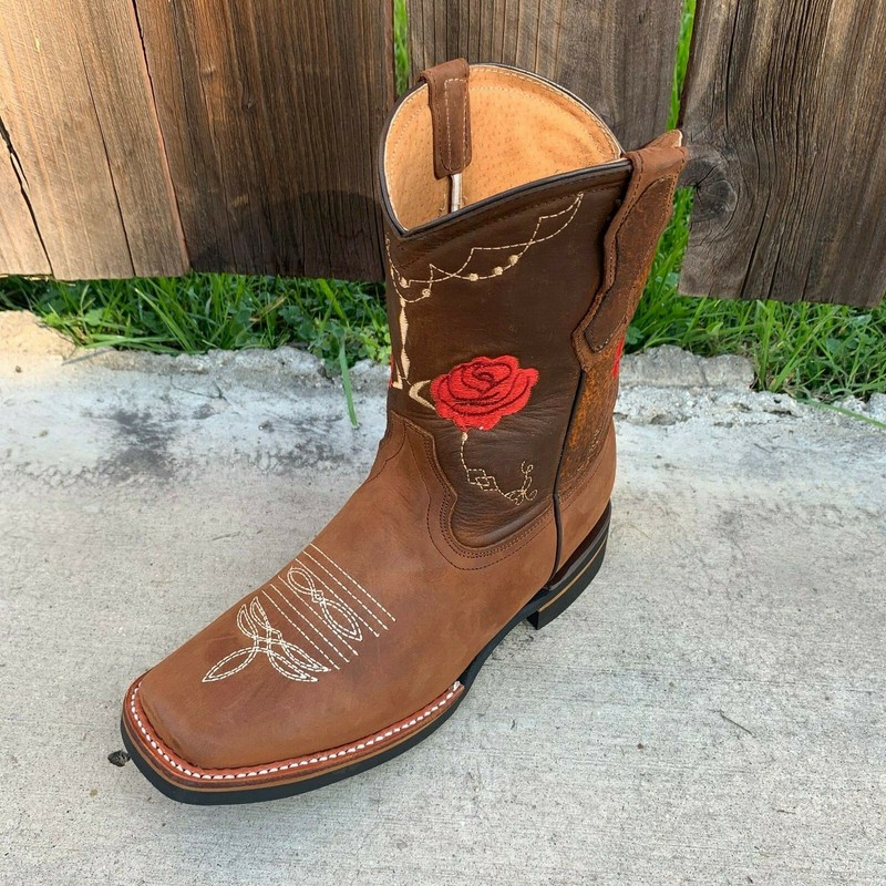 Botas Rodeo Punta Cuadrada Women's Western Square Toe Cowgirl Boots Leather 706 gallery