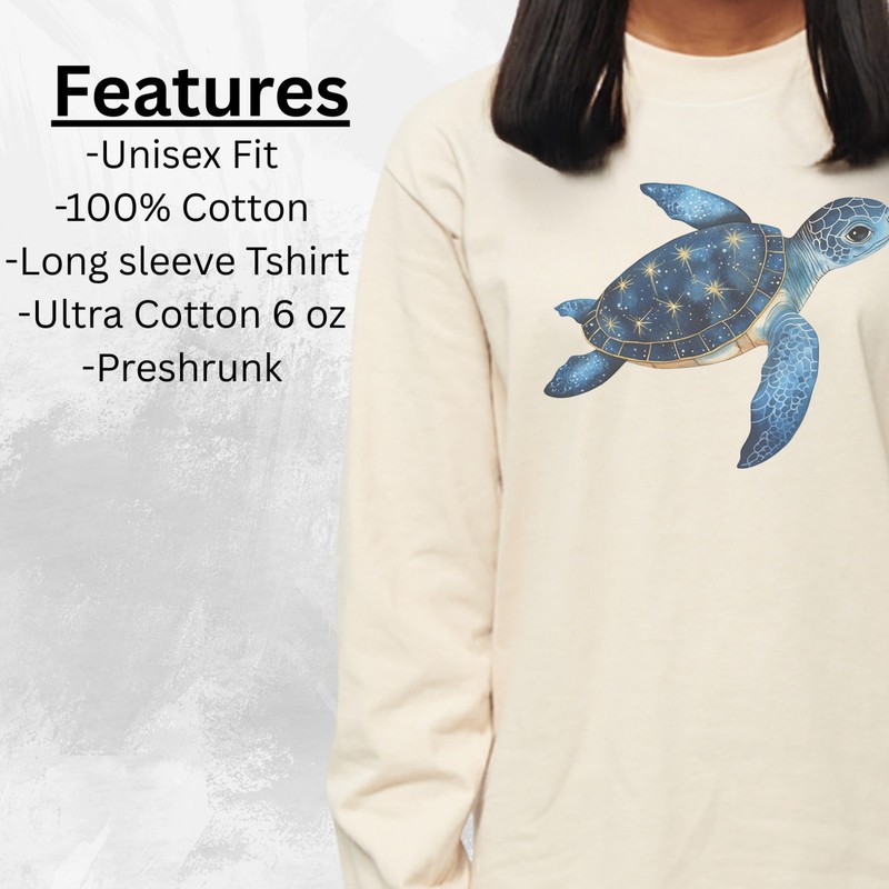 Starry Sea Turtle Shirt Celestial Ocean Animal Long Sleeve Graphic Tee Sea Life gallery