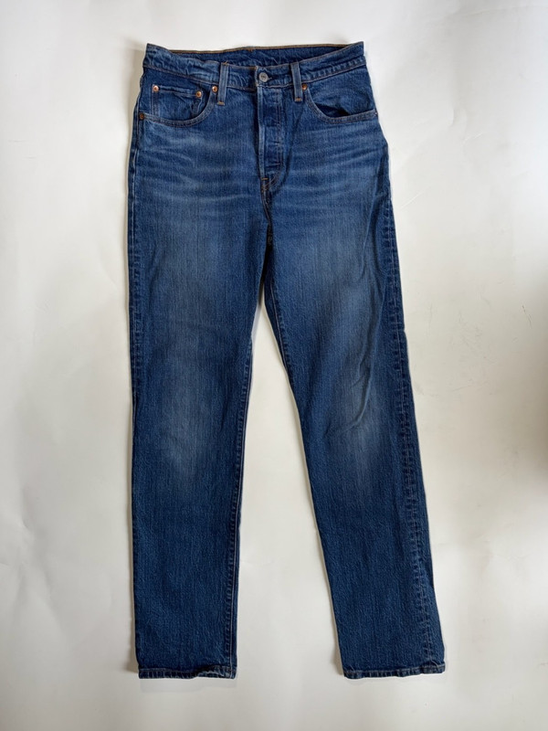 Levi’s Premium 501 High Rise Button Fly Straight Leg Jeans Sz 28×32 Dark Wash