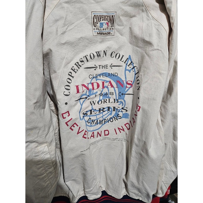 Cleveland Indians Cooperstown Collection Mirage MLB Bomber Jacket Large Vintage gallery