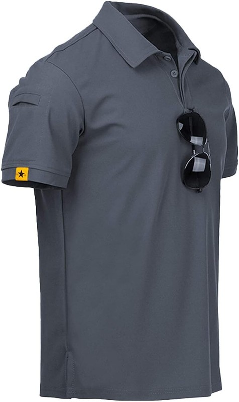 Mens Tactical Polo T-Shirt Quick Dry Combat Short Sleeve Team Work Casual Shirt