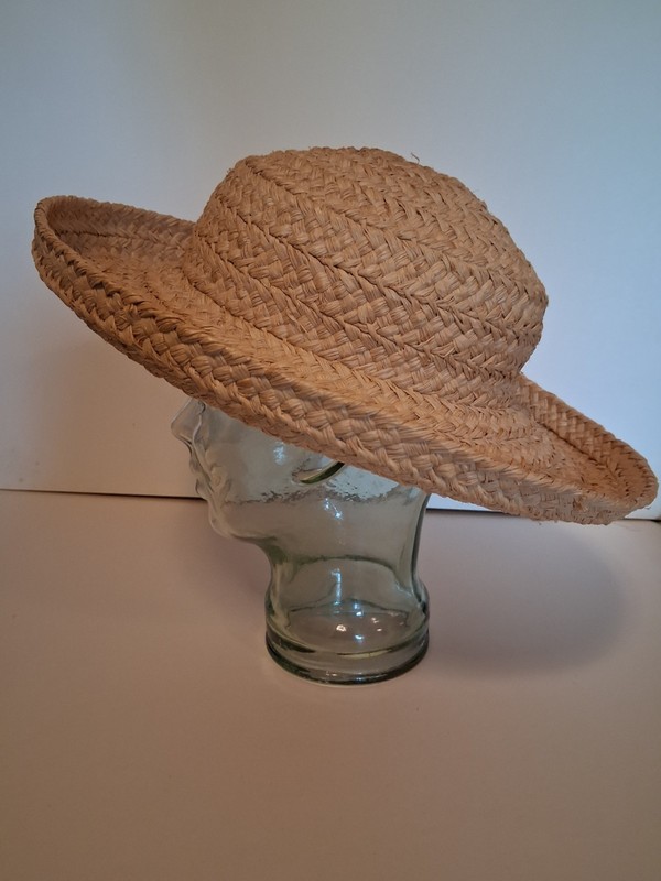 Helen Kaminski 100% Natural Raffia Sun Hat Large 4" Wide Brim EXCELLENT gallery