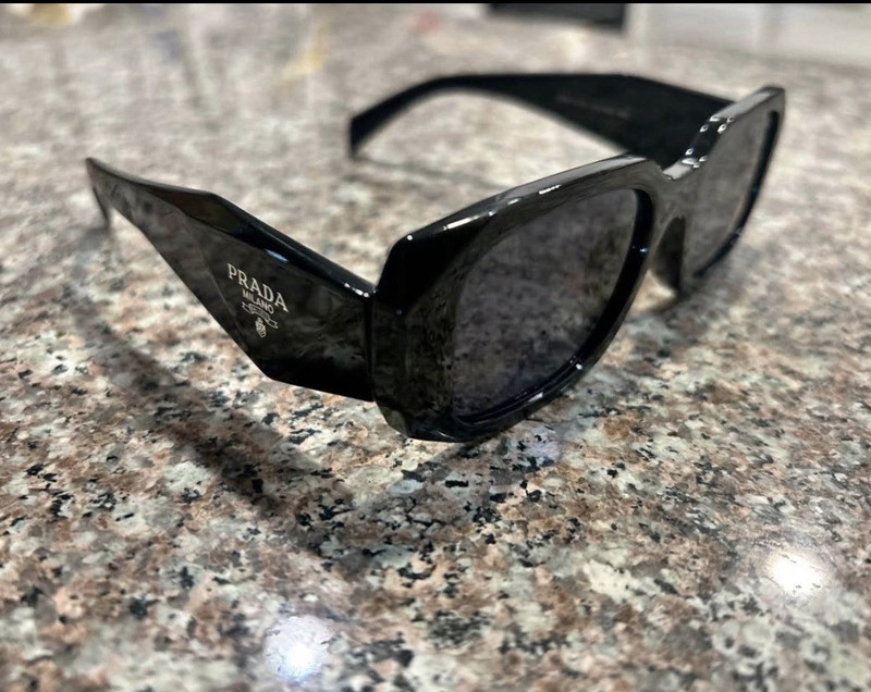 PRADA Milano Women’s Rectangle Sunglasses Black Frame Black Lenses