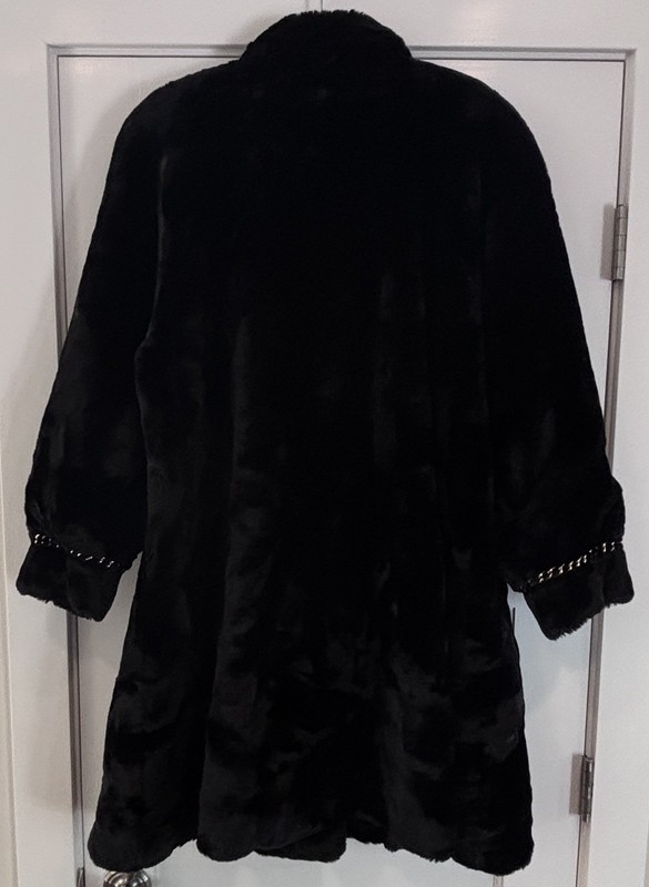 St. John Collection by Marie Gray Black Faux Fur Coat Made in France Size Medium gallery