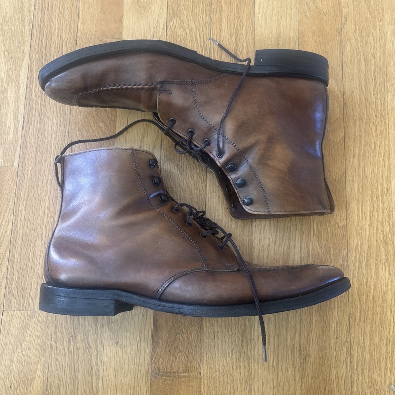Allen Edmonds Portland Brown Leather Lace Up Split Toe Mid Boot Size US 11.5 D