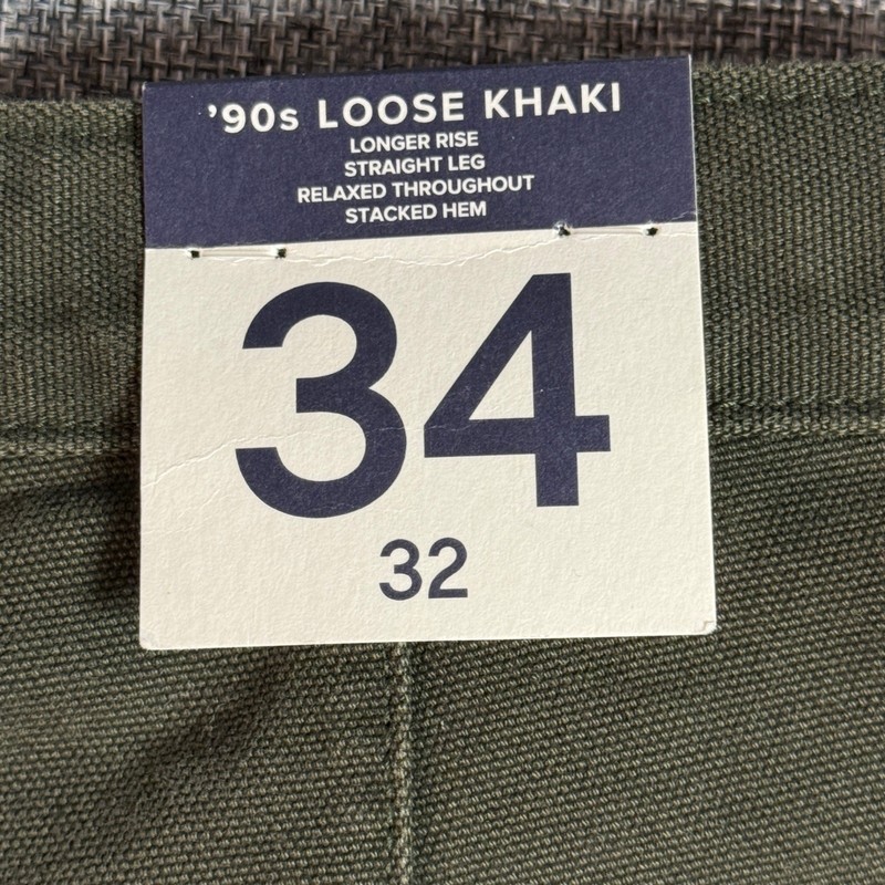 Mens GAP 90s Loose Carpenter Khaki Pants 34×32 Moss Green Canvas Utility – NEW