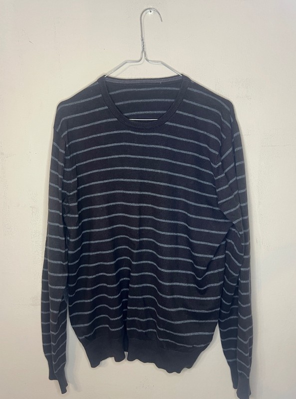 Mens Brown Grey Striped Sweater, Size M, Made of 100% Cotton gallery