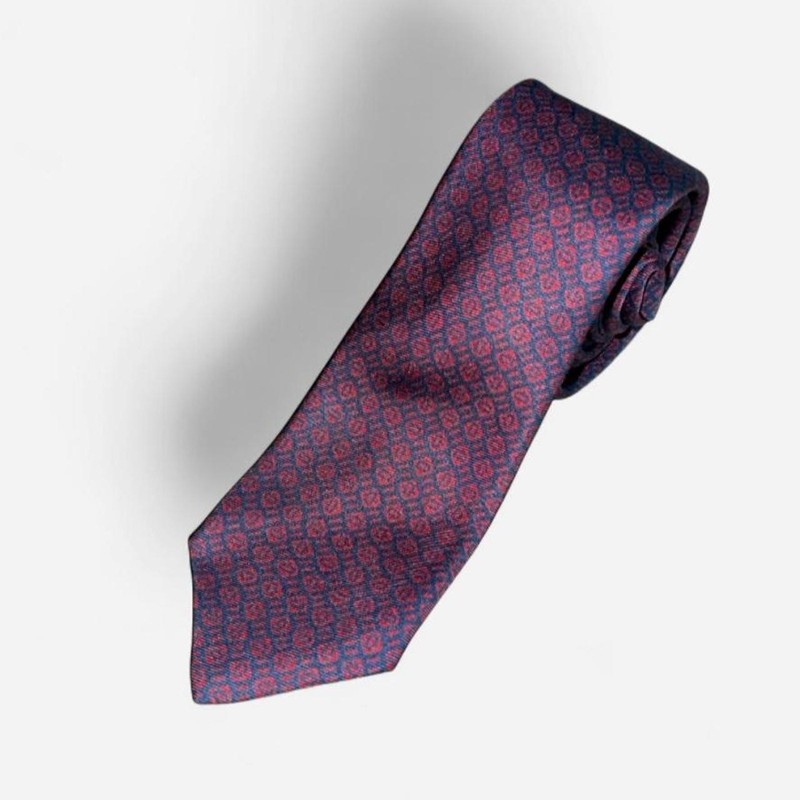 Christian Dior Vintage Navy Red Medallion Silk Tie