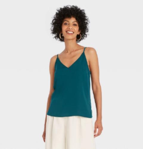 A New Day Women’s V Neck Camisole Spaghetti Strap Blouse Teal XS to XXL A1025