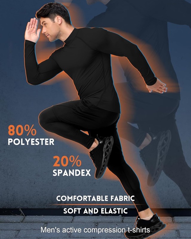 Men's Thermal Underwear T-Shirt Compression Long Sleeve Gym Athletic Base Layer gallery