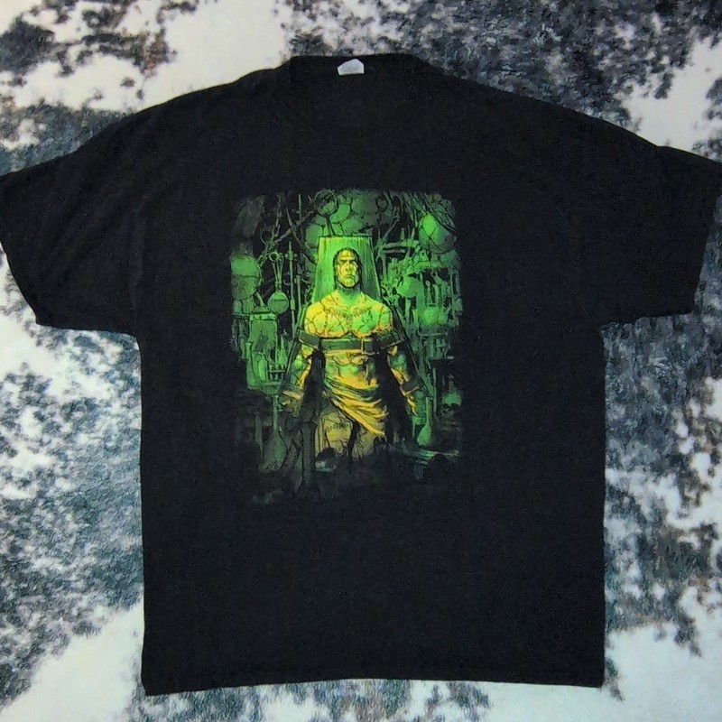Y2K Fruit of the Loom HD Cotton Men’s Black Frankenstein Horror Graphic Tee 2XL