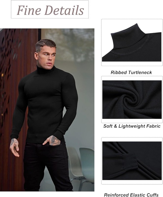 Men High-Neck Mock Turtleneck Ultra-Soft Undershirt Top Long Sleeve Pullover gallery