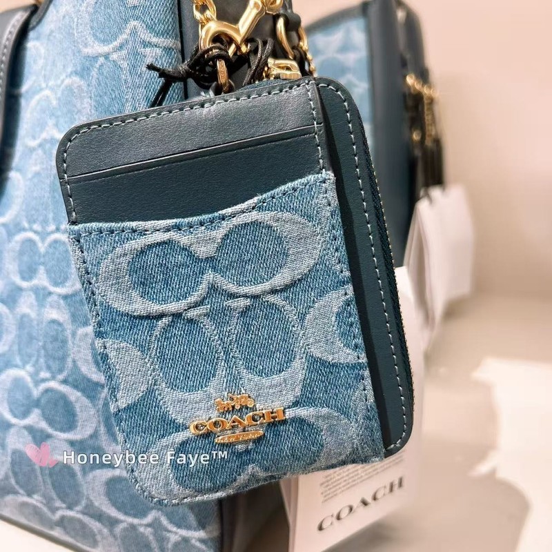 NWT Coach Zip Card Case In Signature Denim/With Quilting CDM29/CAR26/CZ466 gallery