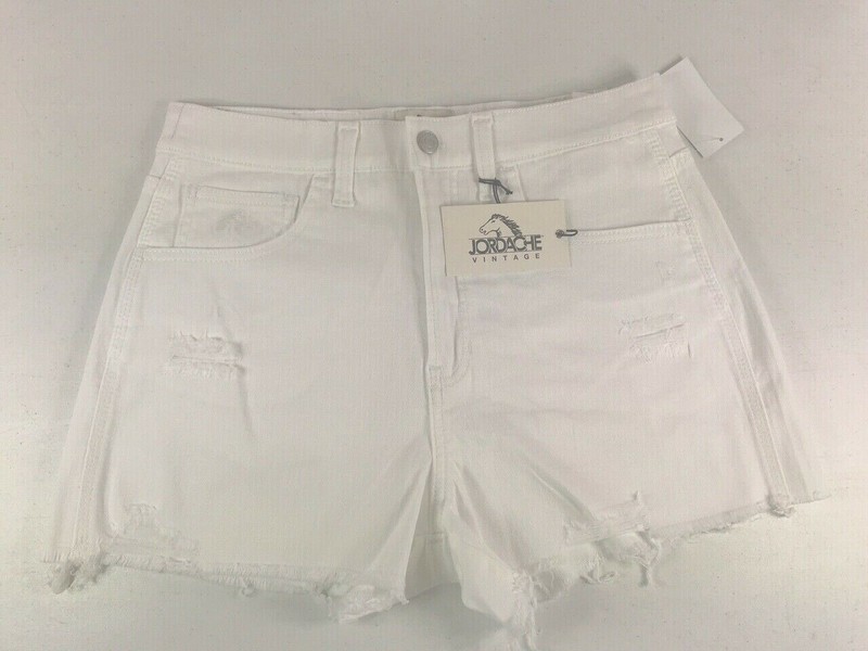 Jordache Vintage Cleo Boyfriend Shorts, White, Size 30