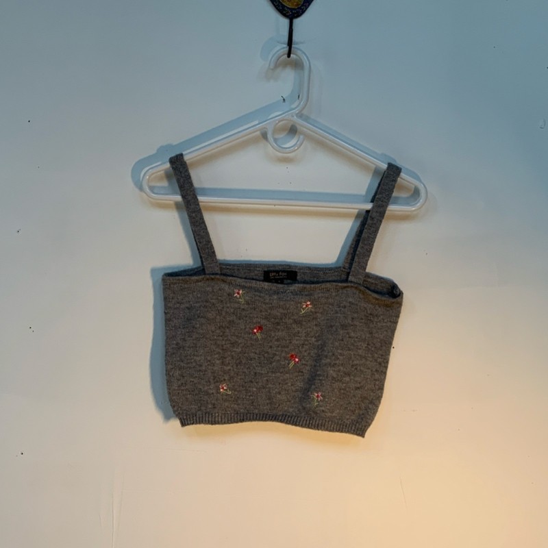 Witty Fox Festival Gray Knit Floral Embroidered Cropped Strappy Knit WL