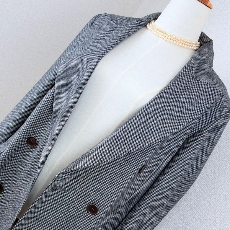 Max Mara White Tag Cashmere Wool Houndstooth Double Breasted Jacket Size 42