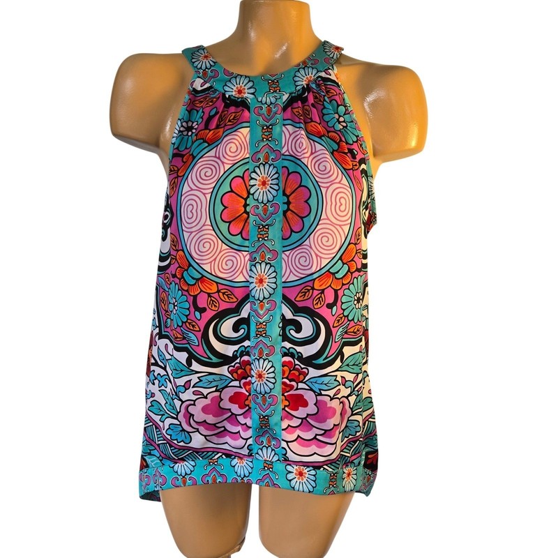 Nicole by Nicole Miller Floral Print Tank Top Sleeveless Blouse Women’s Medium