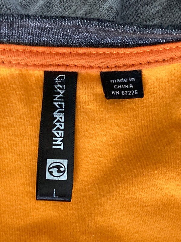 Ocean Current Long Sleeve Mens Sweatshirt Gray Large Orange Shoulder Piping gallery