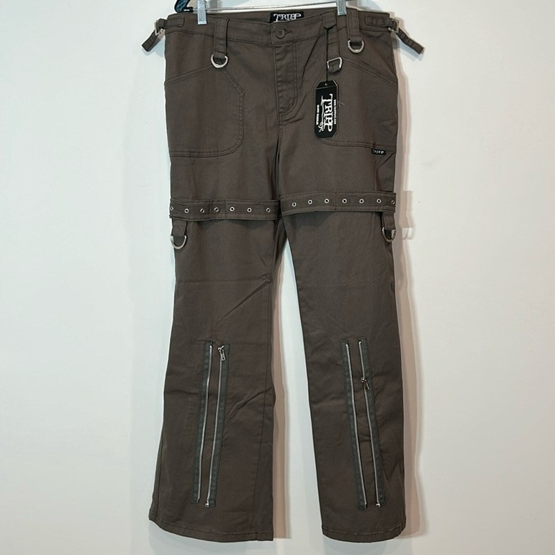 TRIPP NYC CURVE SUPER ZIPPER EYELET PANT OLIVE Plus size 14 new with tags