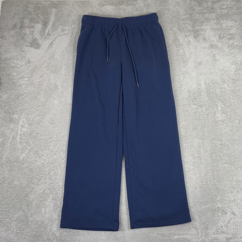 Common Stitch Sweatpants Womens Large Blue Wide Leg Drawstring Fleece Loungewear