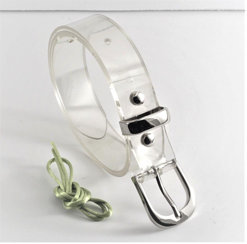 1″(25mm) transparent clear belt(216S) silver color metal buckle & loop set USA