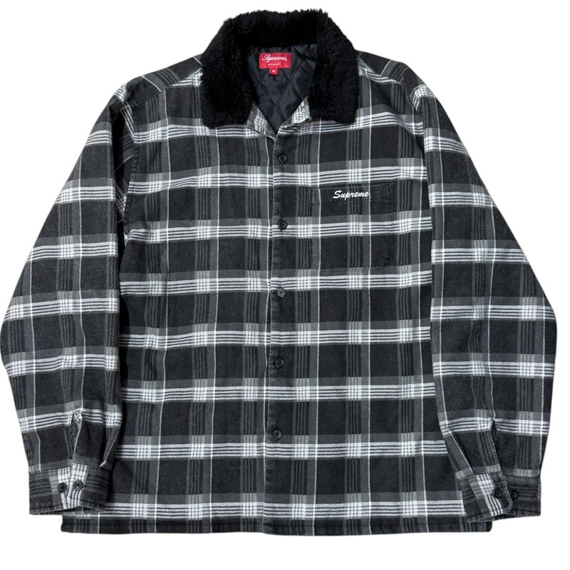 Supreme Faux Fur Checkered Shirt Jacket Size XL