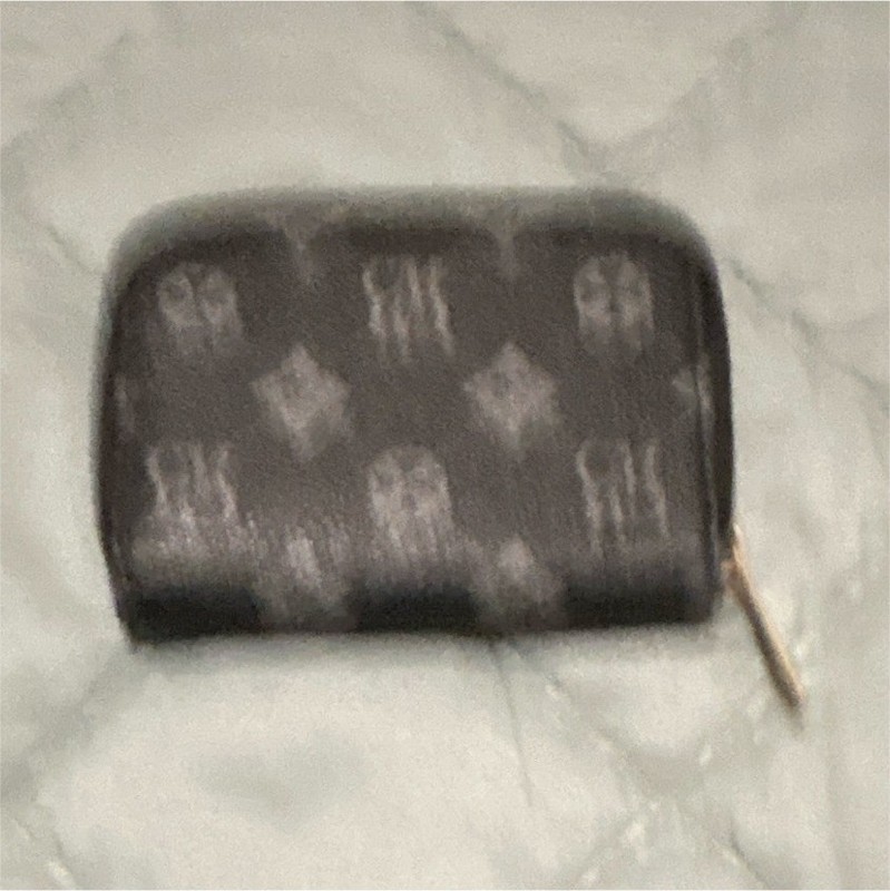 Black Gray Logo Pattern Zip-Around Coin Wallet, Zipper, Women’s One Size