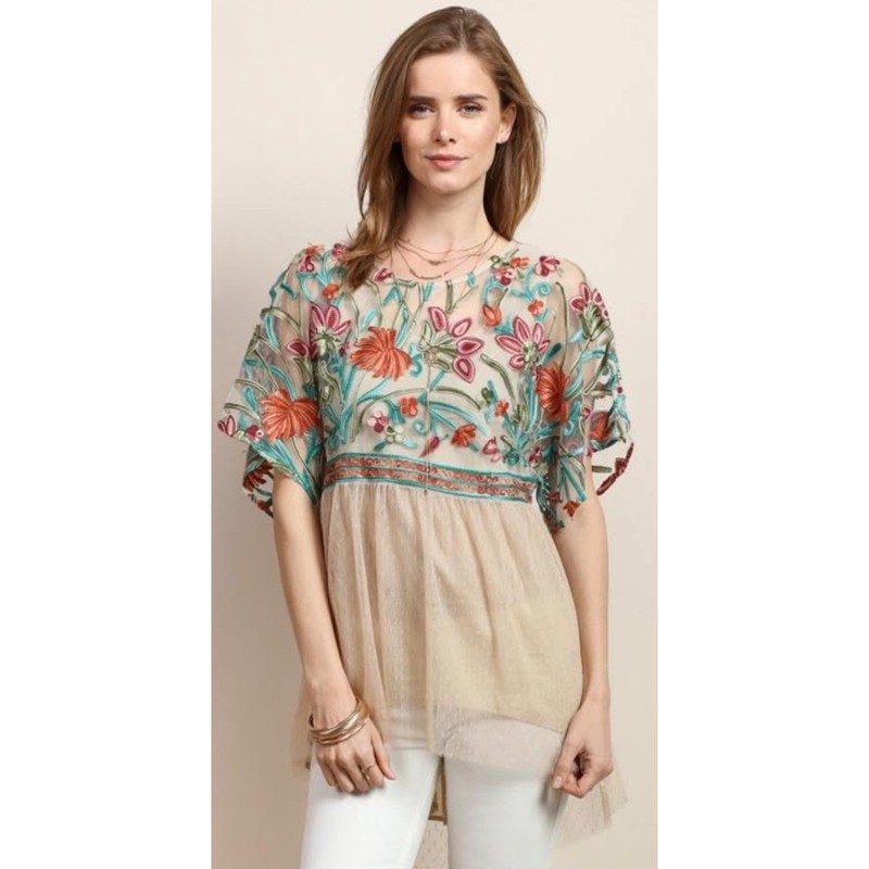 Tassels N Lace Floral Embroidered Mesh Tunic Babydoll Top Boho Fairy Festival S