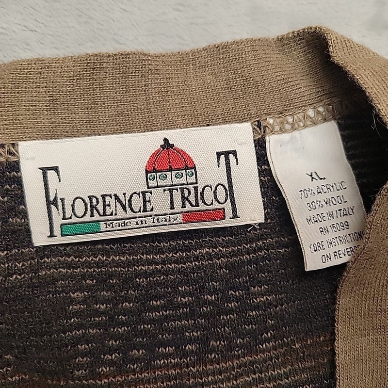 Vintage Florence Tricot Cardigan Sweater Men XL Plaid Wool Blend Made in Italy gallery