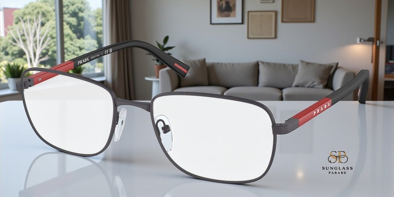 PRADA LINEA ROSSA PS 52QV 06P1O1 Grey Rubber Demo Lens 56 mm Men’s Eyeglasses