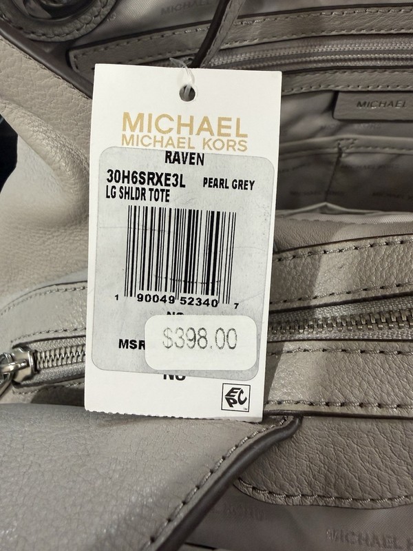 Michael Kors Raven Large Gray Pebbled Shoulder Tote Zip/Magnetic, Silver gallery