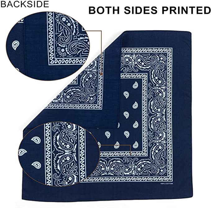 Bandana 100 Cotton Paisley Print Double-Sided Scarf Head Neck Face Mask 22"X22" gallery