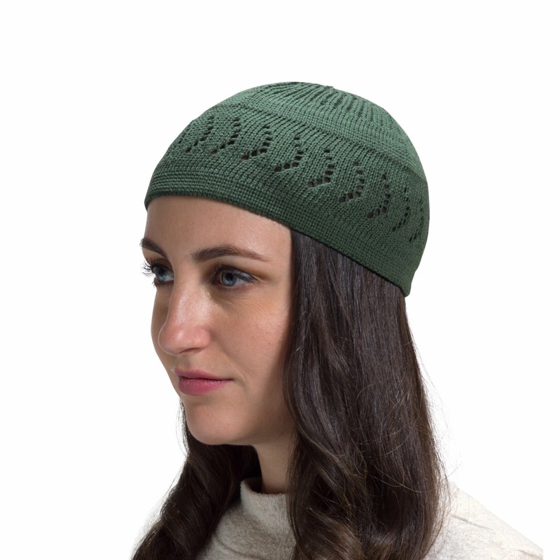 Cotton Kufi Beanie Hats with Arrow Design Knit in Solid Colors gallery