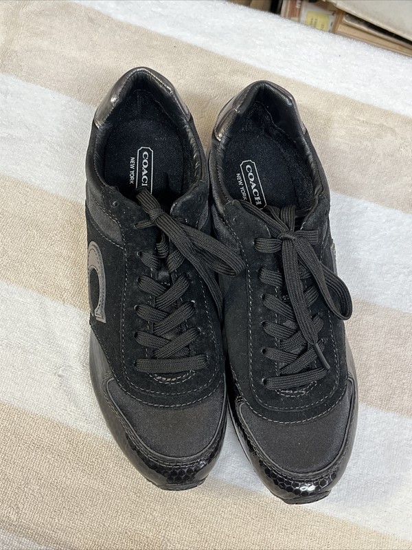 Coach Rudi Suede/Cube Black Sneakers Sz 7.5M New