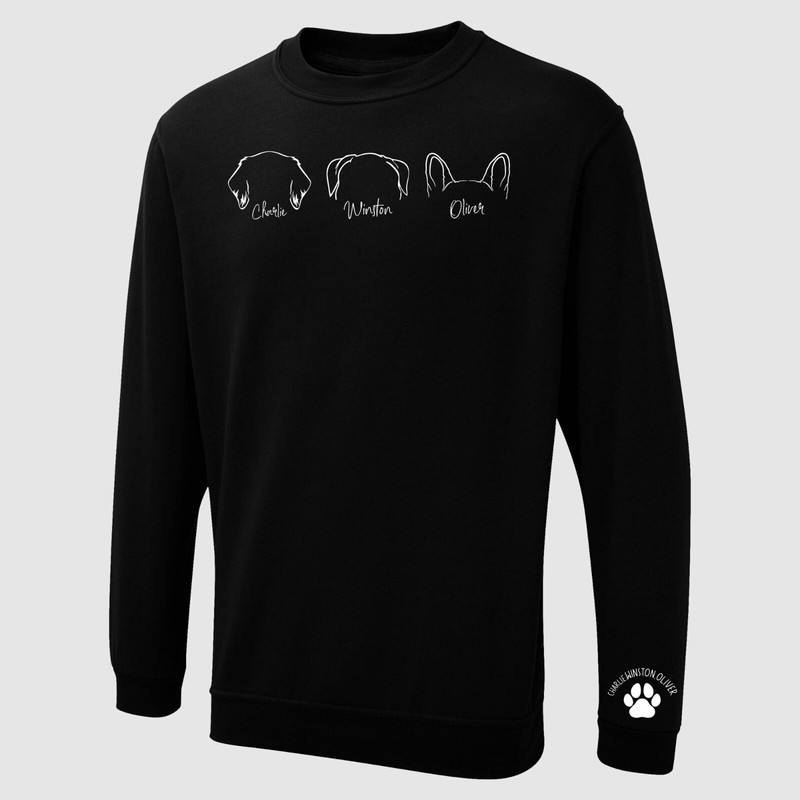 Personalized Sweatshirt Dog Ear Outline Design Printed Dog Lover Gift Unisex Top