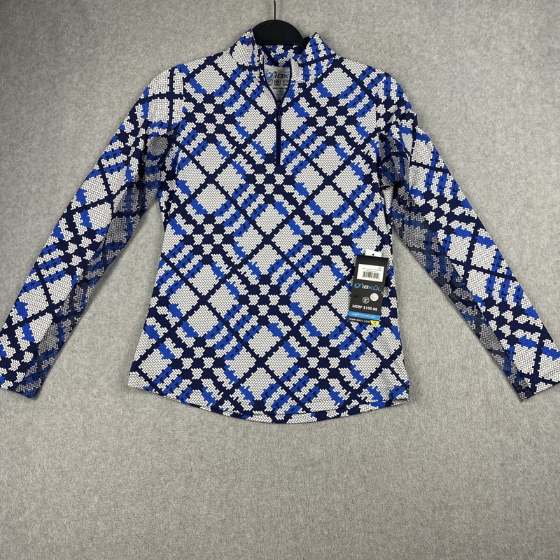 IBKUL Shirt Womens XS Blue LS 1/4 Zip Mock Neck Sonika Golf Performance NWT $100